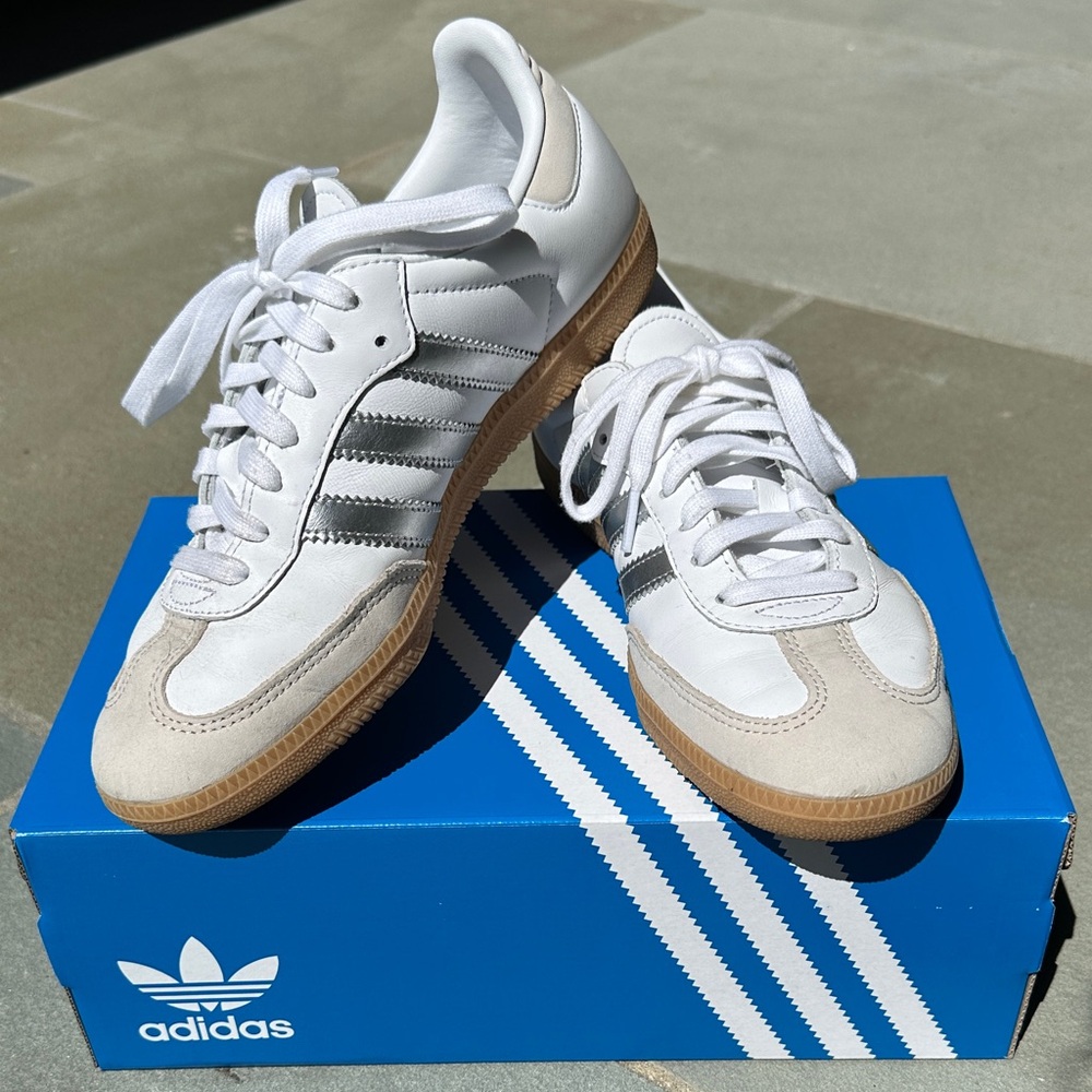 Adidas White and Silver Sneakers